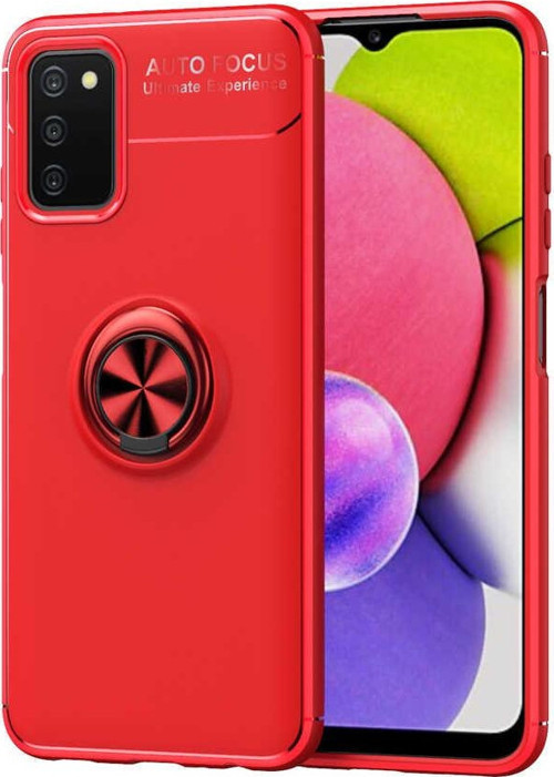 Samsung Galaxy A03s Kılıf Renkli Yüzüklü Manyetik Silikon Kapak Kırmızı - Kırmızı