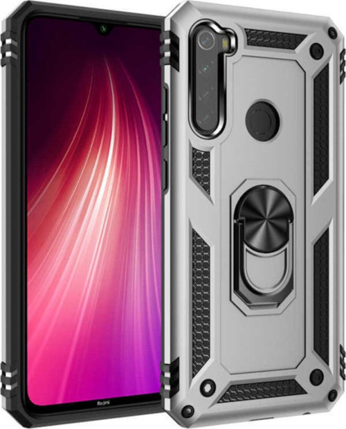 Xiaomi Redmi Note 8 Kapak Yüzüklü Stantlı Panzer Tank Kılıf - Gri
