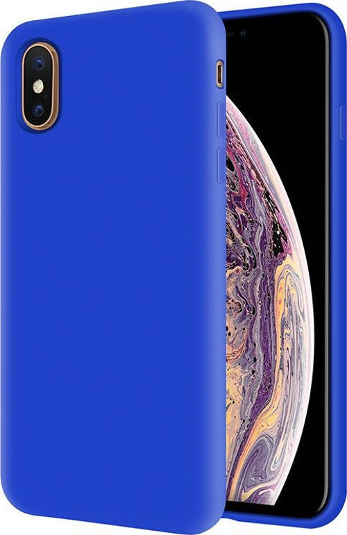 Apple iPhone XS Max İçi Kadife Soft Logosuz Lansman Silikon Kılıf - Mavi