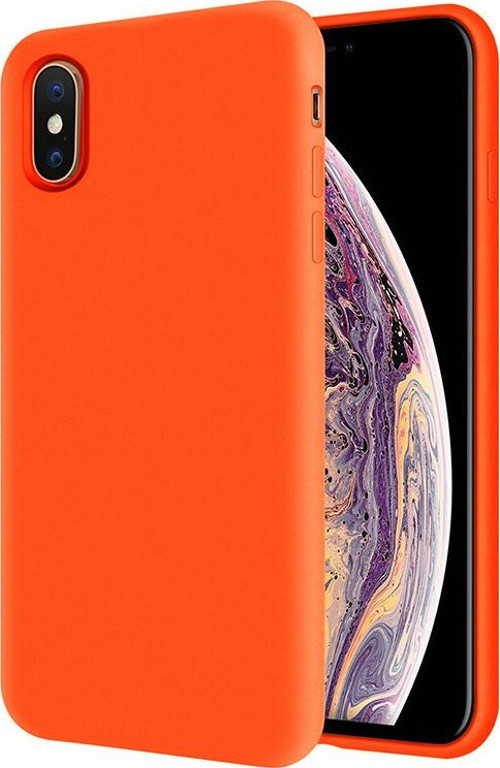 Apple iPhone XS Max İçi Kadife Soft Logosuz Lansman Silikon Kılıf - Turuncu