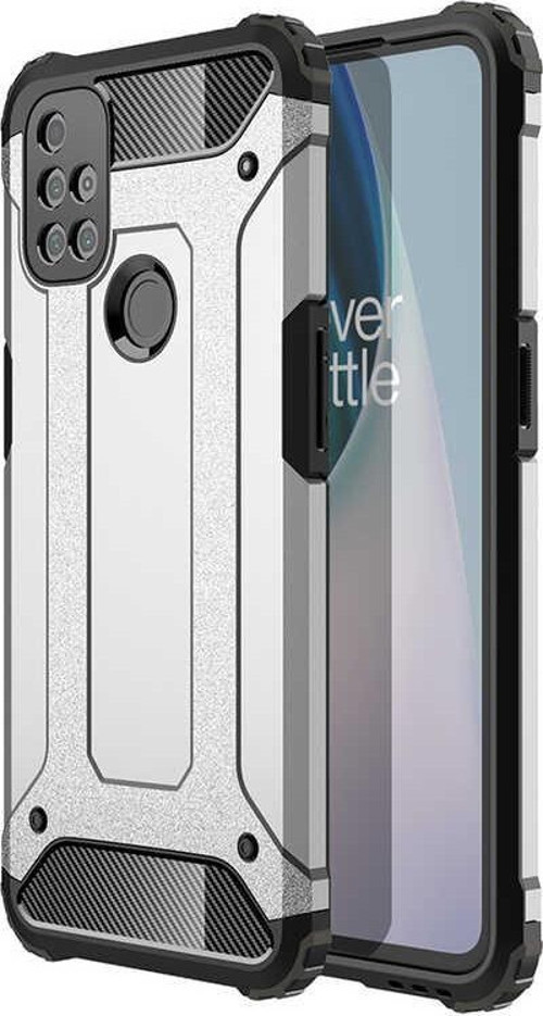 One Plus Nord N10 5G Kapak Çift Katmanlı Zırh Tank Kılıf - Gri