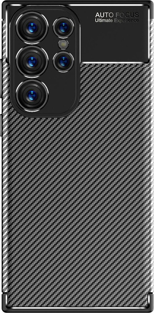 Samsung Galaxy S23 Ultra ile Uyumlu Kapak Kamera Korumalı Karbon Tasarımlı Silikon Kılıf - Siyah