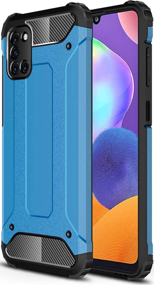 Oppo A72 Kapak Çift Katmanlı Zırh Tank Kılıf - Mavi