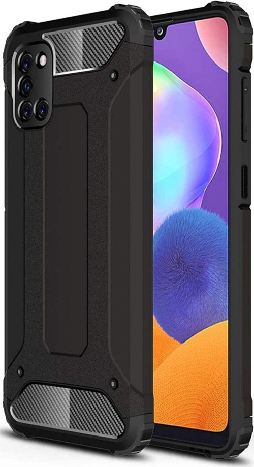 Oppo A72 Kapak Çift Katmanlı Zırh Tank Kılıf - Siyah