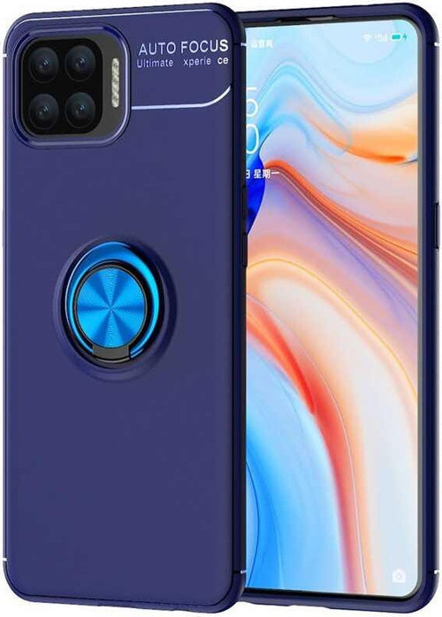 Oppo A73 Kılıf Renkli Yüzüklü Manyetik Silikon Kapak Mavi - Mavi