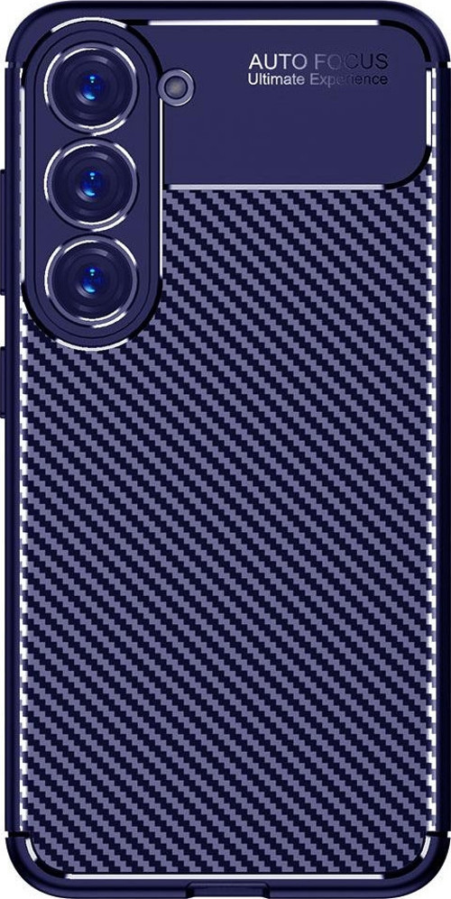 Samsung Galaxy S23 Plus ile Uyumlu Kapak Kamera Korumalı Karbon Tasarımlı Silikon Kılıf - Lacivert