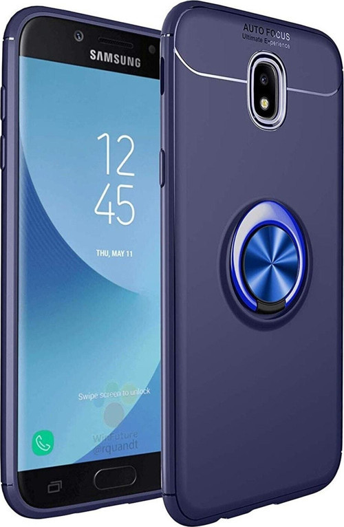 Samsung Galaxy J7 Pro Kılıf Renkli Yüzüklü Manyetik Silikon Kapak Mavi - Mavi