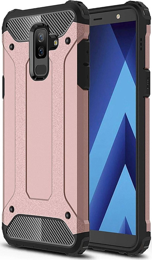 Samsung Galaxy J8 Kapak Çift Katmanlı Zırh Tank Kılıf - Rose Gold