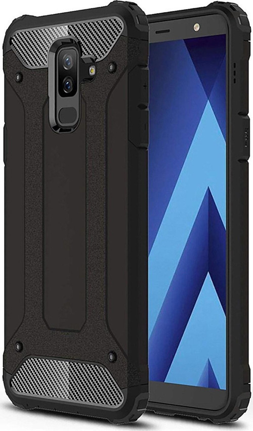 Samsung Galaxy J8 Kapak Çift Katmanlı Zırh Tank Kılıf - Siyah