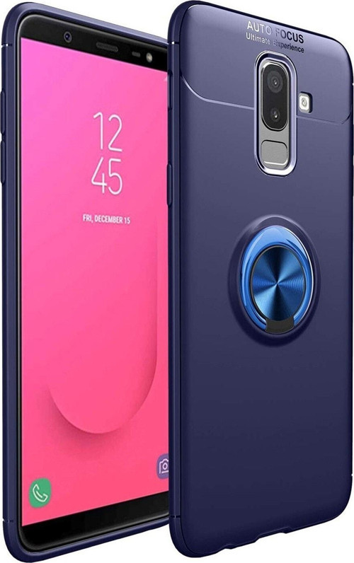 Samsung Galaxy J8 Kılıf Renkli Yüzüklü Manyetik Silikon Kapak Mavi - Mavi