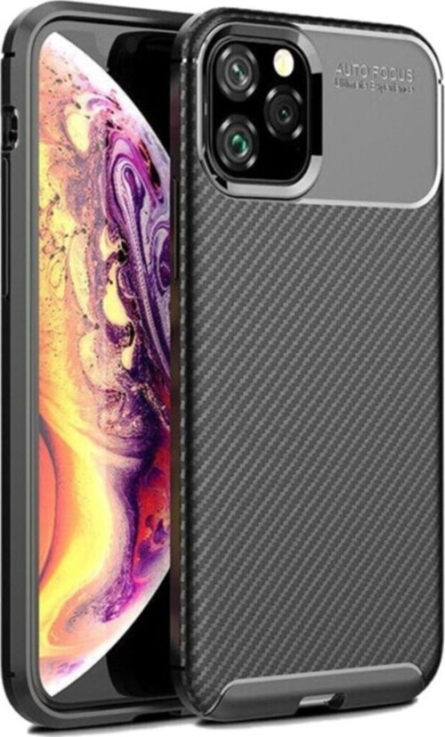 Apple İphone 12 Promax Karbon Tasarımlı Kapak - Siyah