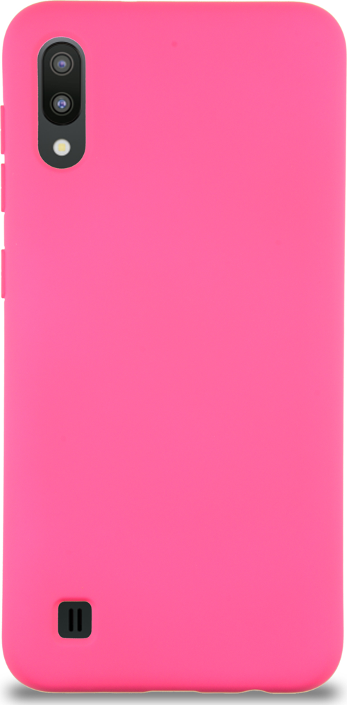 Samsung Galaxy M10 Kapak İçi Kadife Lansman Silikon Kılıf - Neon Pembe