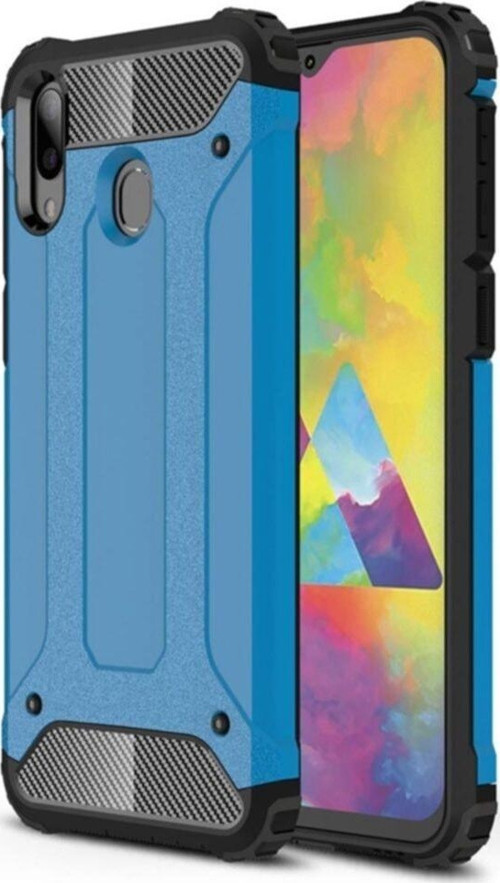 Samsung Galaxy M10S Kapak Çift Katmanlı Zırh Tank Kılıf - Mavi