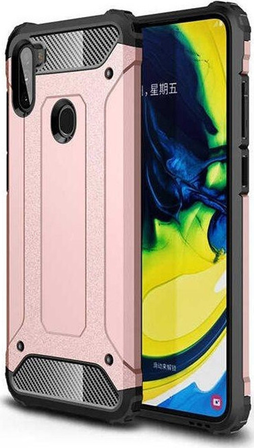 Samsung Galaxy M11 Kapak Çift Katmanlı Zırh Tank Kılıf - Rose Gold