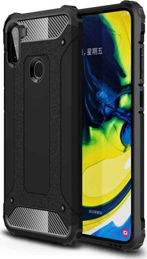 Samsung Galaxy M11 Kapak Çift Katmanlı Zırh Tank Kılıf - Siyah