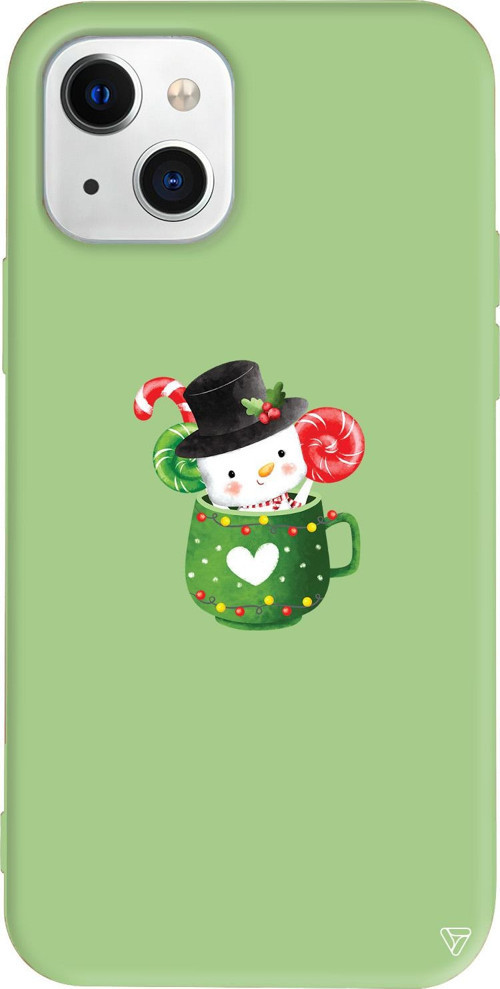 iPhone 15 Plus Uyumlu Açık Yeşil Renkli Silikon A Cup Of Xmas Telefon Kılıfı
