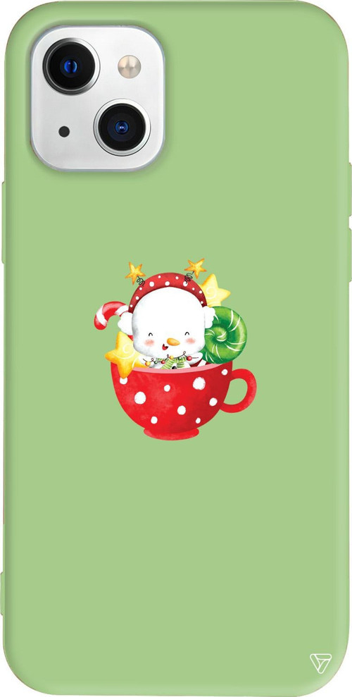 iPhone 15 Plus Uyumlu Açık Yeşil Renkli Silikon A Cup Of Xmas 2 Telefon Kılıfı