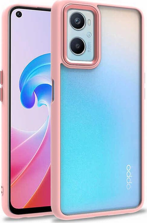 Oppo A96 4G Kapak Metal Kamera Korumalı Arkası Şeffaf Silikon Kılıf - Rose Gold