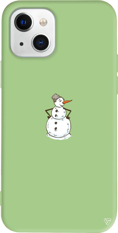 iPhone 15 Plus Uyumlu Açık Yeşil Renkli Silikon Snowman Is Bored Telefon Kılıfı