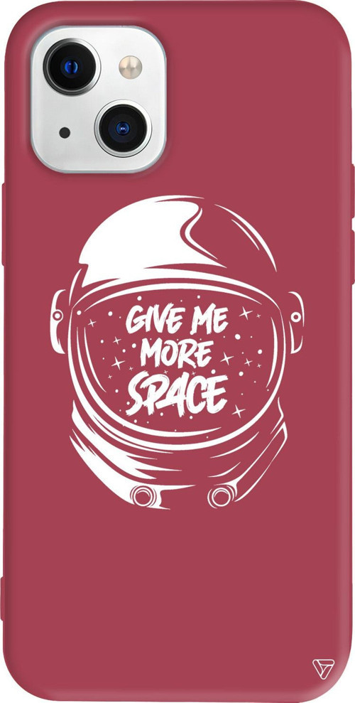 iPhone 15 Plus Uyumlu Bordo Renkli Silikon Give Me More Space Telefon Kılıfı