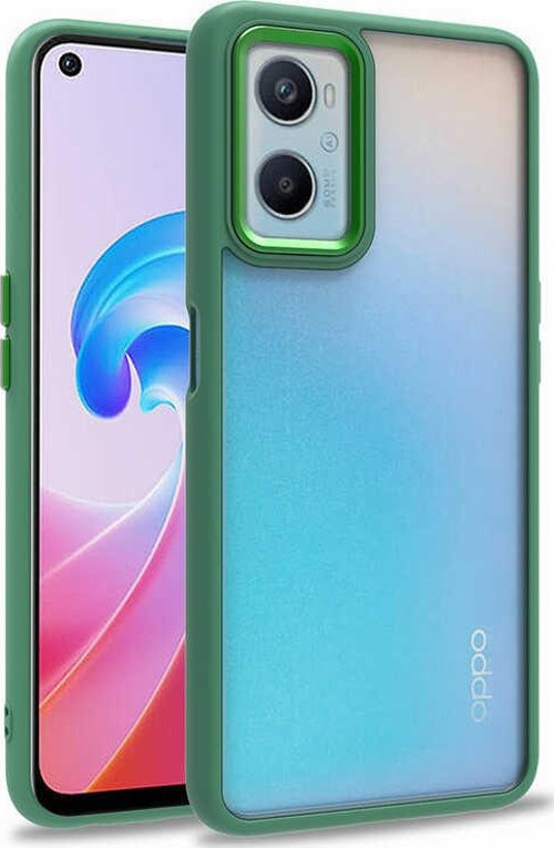 Oppo A96 4G Kapak Metal Kamera Korumalı Arkası Şeffaf Silikon Kılıf - Yeşil