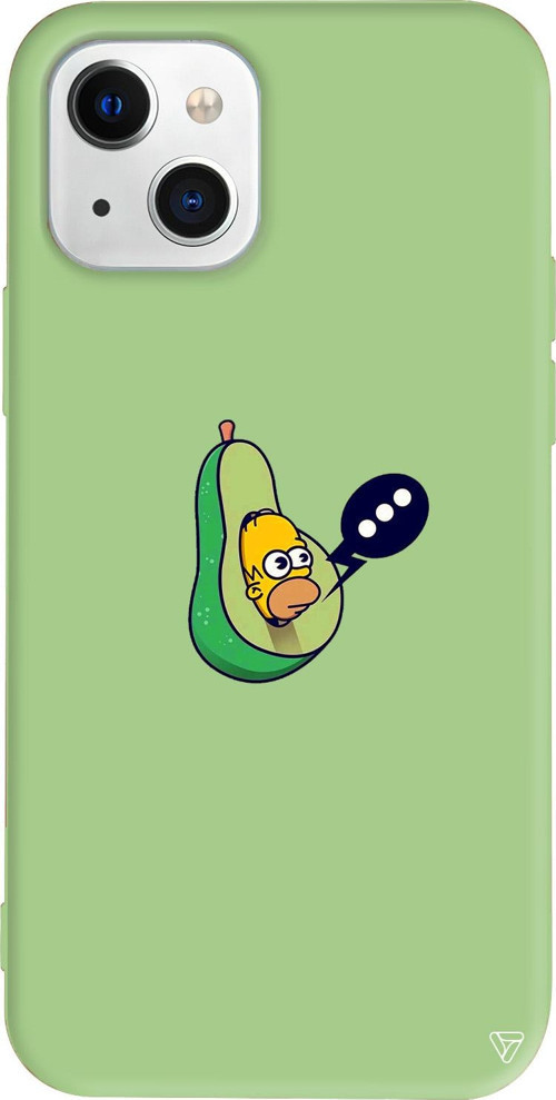 iPhone 15 Plus Uyumlu Açık Yeşil Renkli Silikon Avokado Simpson Telefon Kılıfı