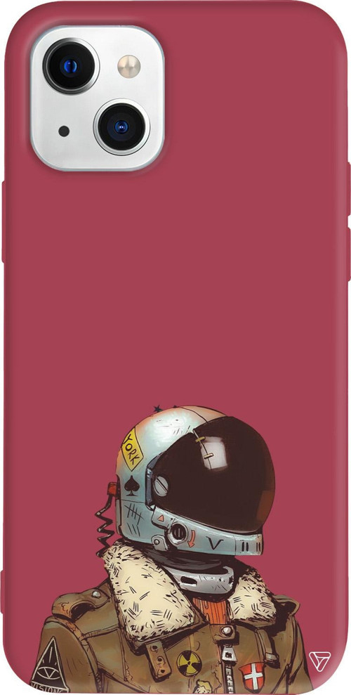 iPhone 15 Plus Uyumlu Bordo Renkli Silikon Motorcycle Man (Motorcu)  Telefon Kılıfı