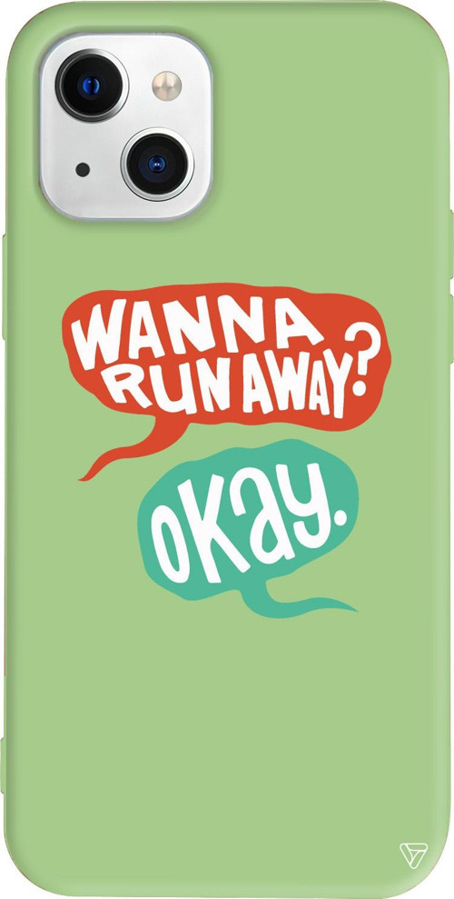 iPhone 15 Plus Uyumlu Açık Yeşil Renkli Silikon Wanna Run Away? Telefon Kılıfı