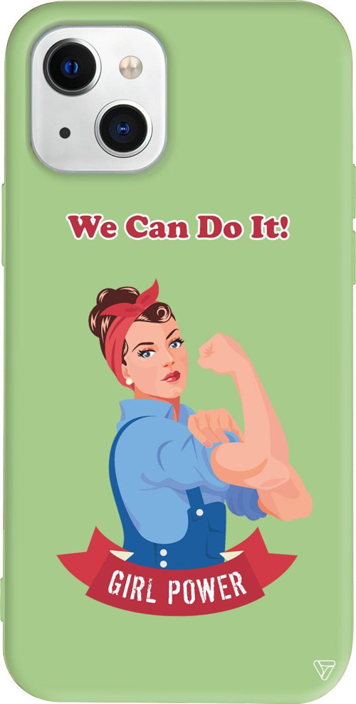 iPhone 15 Plus Uyumlu Açık Yeşil Renkli Silikon We Can Do It! Telefon Kılıfı