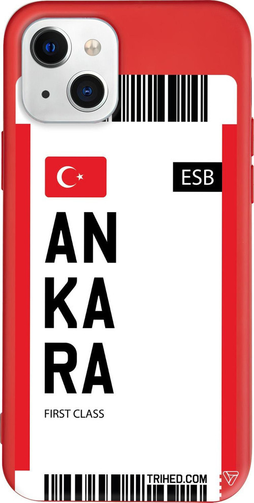 iPhone 15 Plus Uyumlu Kırmızı Renkli Silikon Ankara Bileti Telefon Kılıfı
