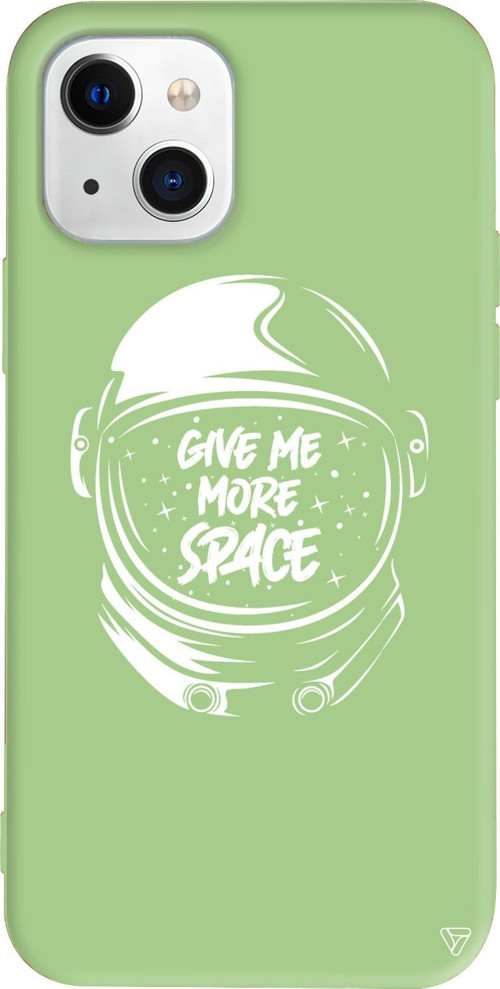 iPhone 15 Plus Uyumlu Açık Yeşil Renkli Silikon Give Me More Space Telefon Kılıfı