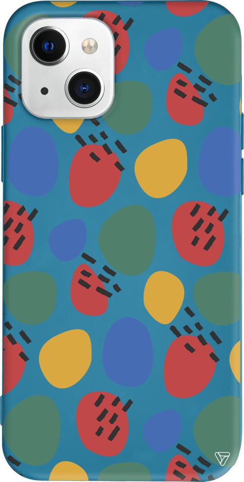 iPhone 15 Plus Uyumlu Lacivert Renkli Silikon Colorfull 5 Abstract Koleksiyonu Telefon Kılıfı