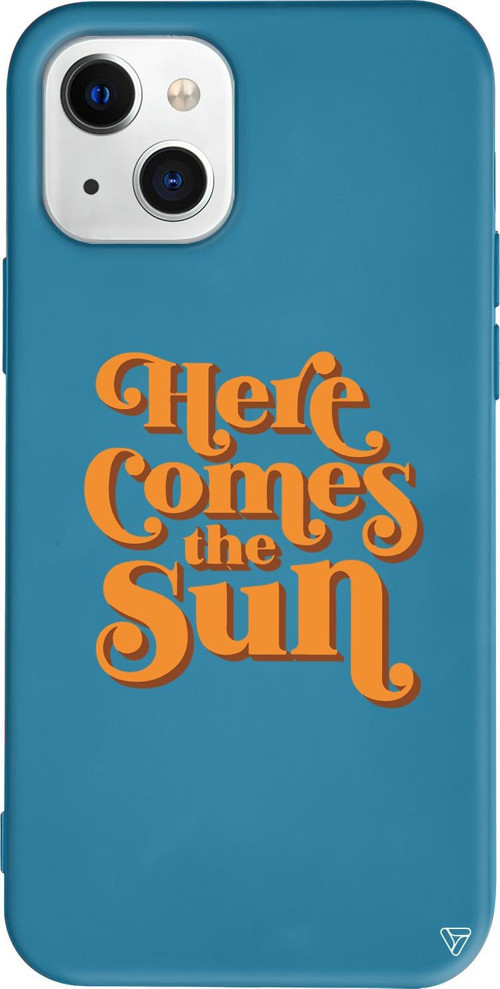 iPhone 15 Plus Uyumlu Lacivert Renkli Silikon Comes the Sun Telefon Kılıfı