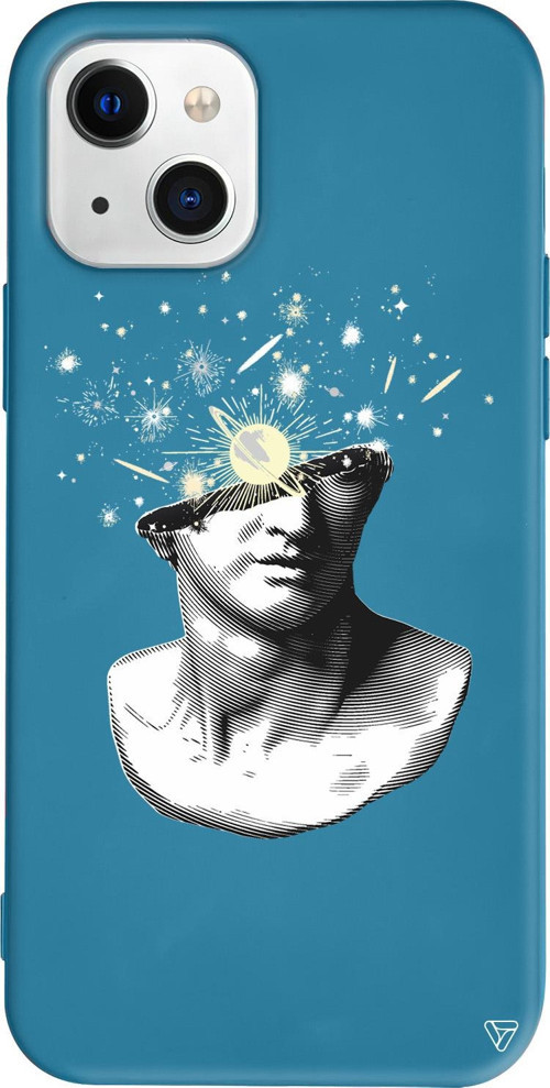 iPhone 15 Plus Uyumlu Lacivert Renkli Silikon Cosmos in the brain Telefon Kılıfı