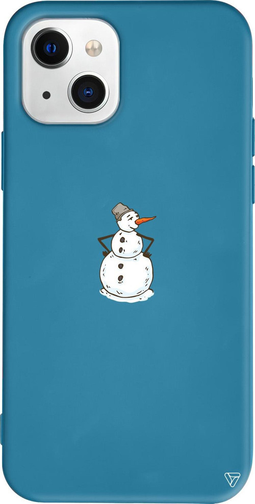 iPhone 15 Plus Uyumlu Lacivert Renkli Silikon Snowman Is Bored Telefon Kılıfı