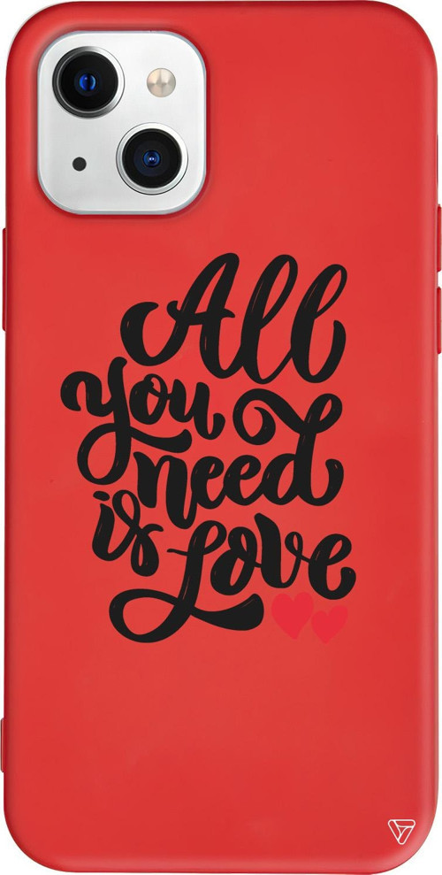 iPhone 15 Plus Uyumlu Kırmızı Renkli Silikon You Need Love Telefon Kılıfı