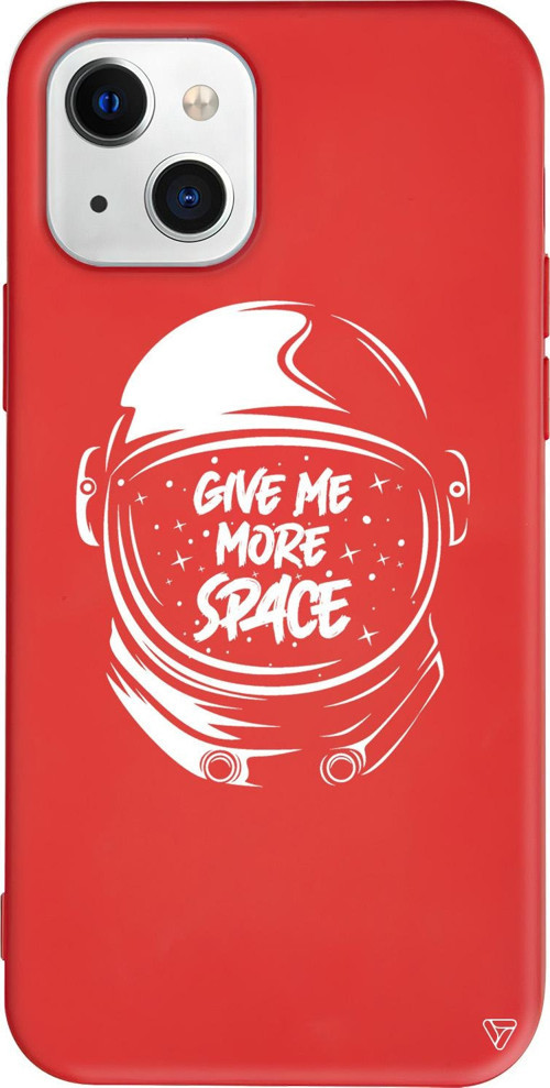 iPhone 15 Plus Uyumlu Kırmızı Renkli Silikon Give Me More Space Telefon Kılıfı