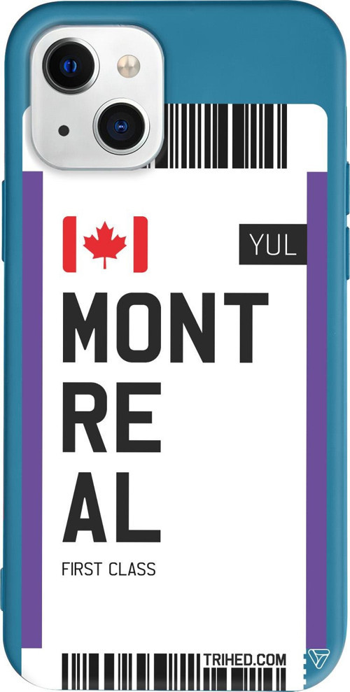 iPhone 15 Plus Uyumlu Lacivert Renkli Silikon Montreal Bileti Telefon Kılıfı