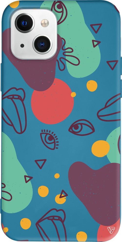 iPhone 15 Plus Uyumlu Lacivert Renkli Silikon Mor Soyut Abstract Koleksiyonu Telefon Kılıfı