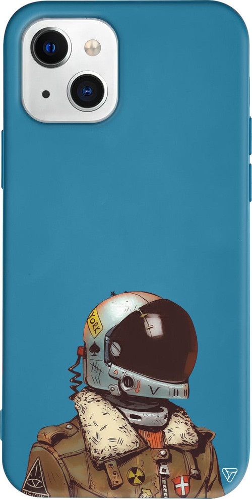 iPhone 15 Plus Uyumlu Lacivert Renkli Silikon Motorcycle Man (Motorcu) Telefon Kılıfı