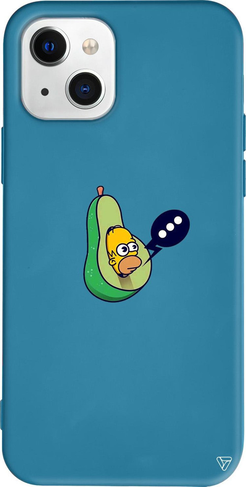 iPhone 15 Plus Uyumlu Lacivert Renkli Silikon Avokado Simpson Telefon Kılıfı