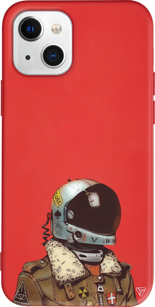 iPhone 15 Plus Uyumlu Kırmızı Renkli Silikon Motorcycle Man (Motorcu) Telefon Kılıfı