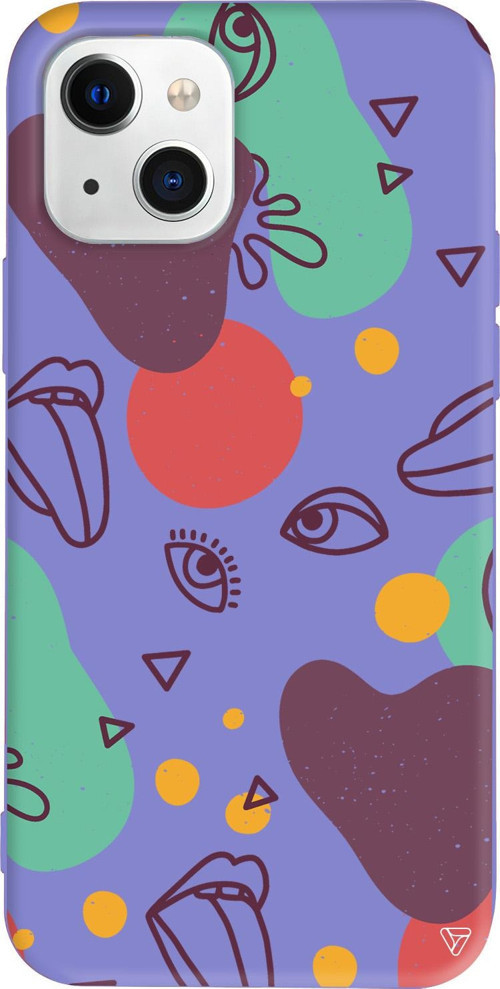 iPhone 15 Plus Uyumlu Lila Renkli Silikon Mor Soyut Abstract Koleksiyonu Telefon Kılıfı
