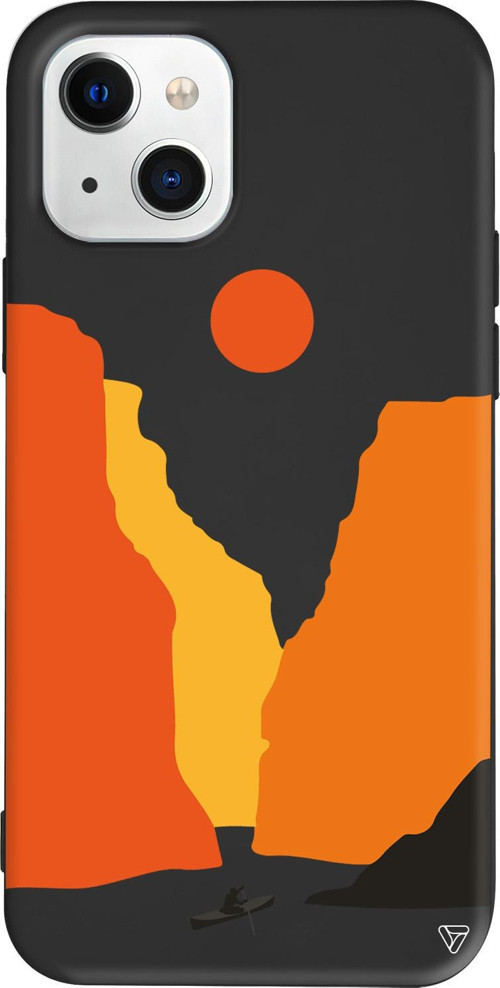 iPhone 15 Plus Uyumlu Siyah Renkli Silikon Manzara 3 Abstract Koleksiyonu Telefon Kılıfı