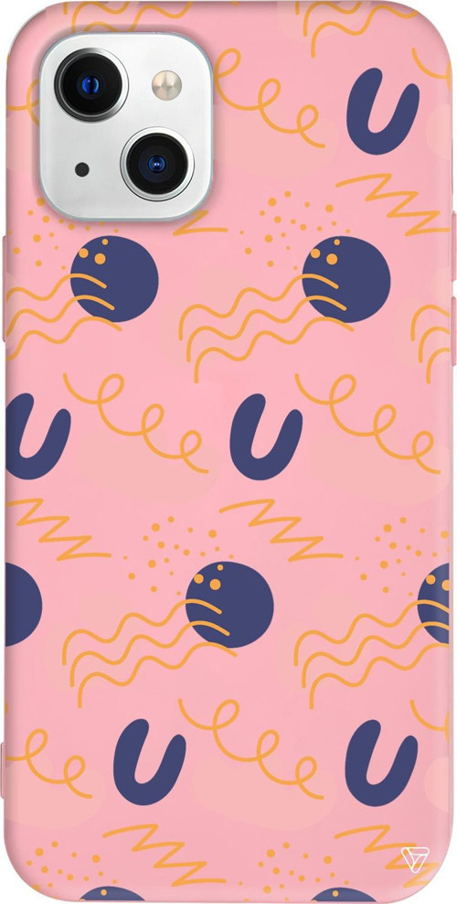 iPhone 15 Plus Uyumlu Pembe Renkli Silikon Abstract 1 Abstract Koleksiyonu Telefon Kılıfı