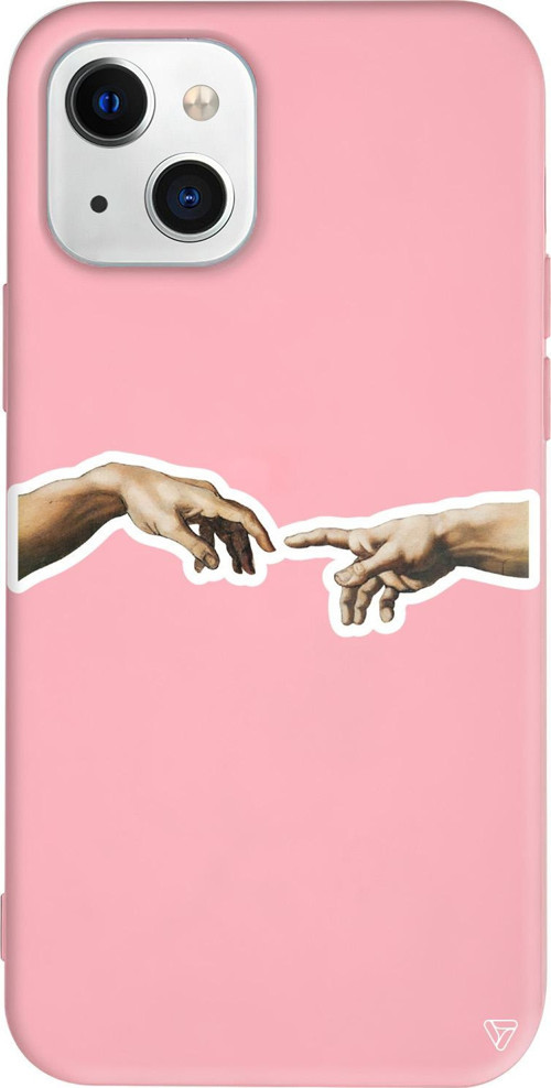 iPhone 15 Plus Uyumlu Pembe Renkli Silikon Adem'in Yaratılışı Telefon Kılıfı