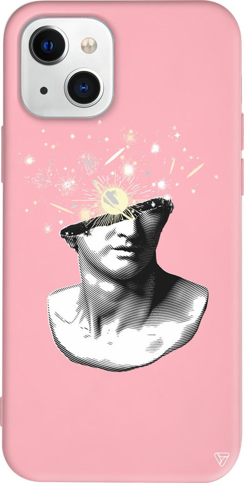 iPhone 15 Plus Uyumlu Pembe Renkli Silikon Cosmos in the brain Telefon Kılıfı