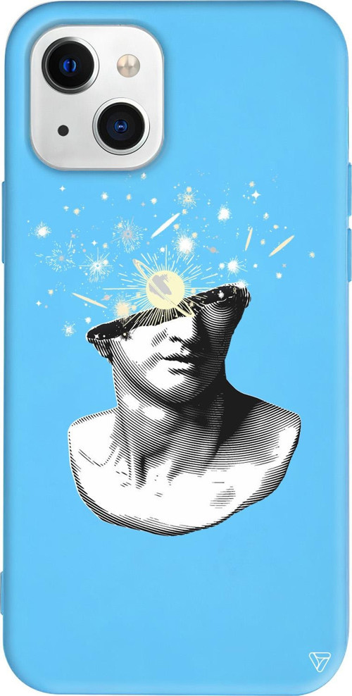 iPhone 15 Plus Uyumlu Mavi Renkli Silikon Cosmos in the brain Telefon Kılıfı