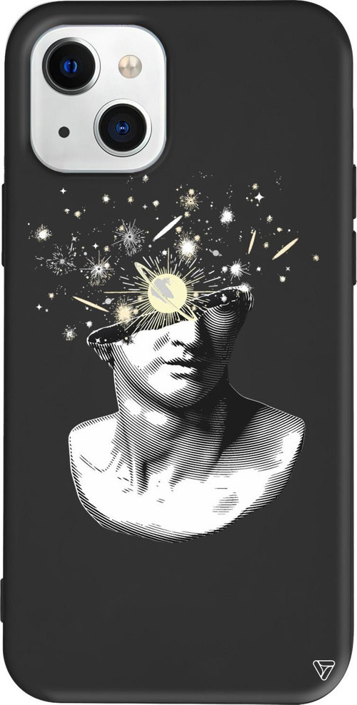 iPhone 15 Plus Uyumlu Siyah Renkli Silikon Cosmos in the brain Telefon Kılıfı