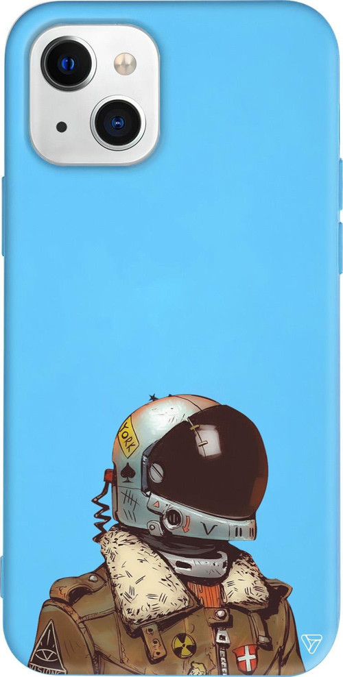 iPhone 15 Plus Uyumlu Mavi Renkli Silikon Motorcycle Man (Motorcu) Telefon Kılıfı
